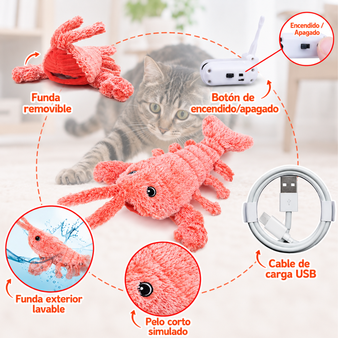 Langosta Interactiva para Gatos con Movimiento Realista